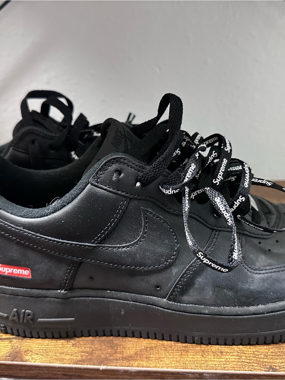 Nike Black Air Force 1 Low with Supreme Logo Laces